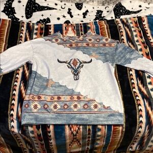 Western Skull Print Sweater